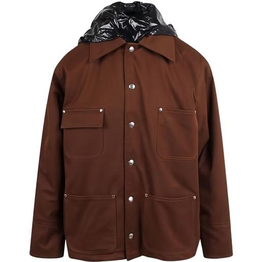 Plan C giacca con cappuccio e tasche cargo - marrone