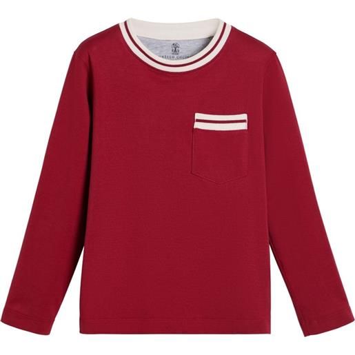 Brunello Cucinelli Kids t-shirt con dettaglio a righe - rosso