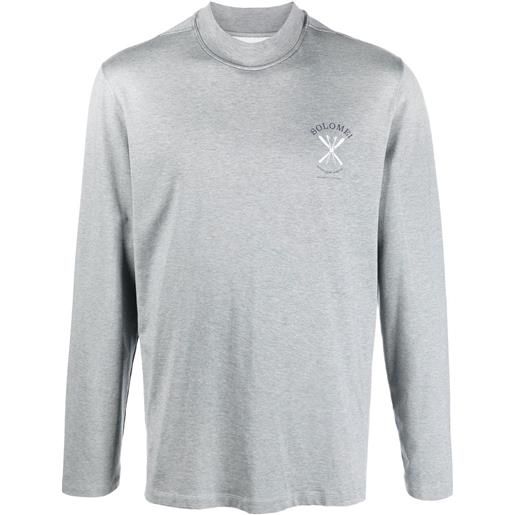 Brunello Cucinelli t-shirt con ricamo - grigio