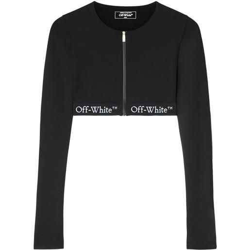 Off-White top corto con banda logo - nero