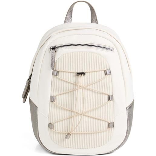 Brunello Cucinelli Kids zaino a coste con coulisse - bianco