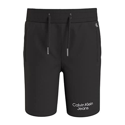 Calvin Klein jeans ckj stack logo jogger shorts ib0ib01290 pantaloncini in maglia, nero (ck black), 12 anni bambini e ragazzi