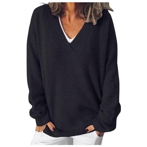 Yekdmxop maglione donna elegante invernale maglia collo alto/girocollo taglie forti maglioni basic comodo maglie sweater elasticizzato pullover leggero da casa maglioncino curvy magliette casual autuno inverno