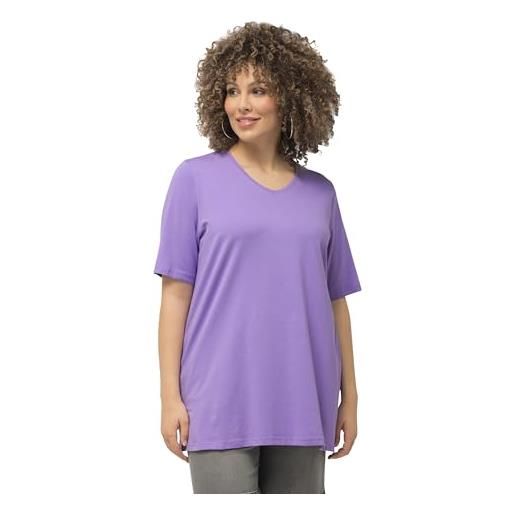 Ulla Popken t-shirt dal taglio svasato con scollo a v e mezze maniche blu violaceo 54+ 807284811-54+