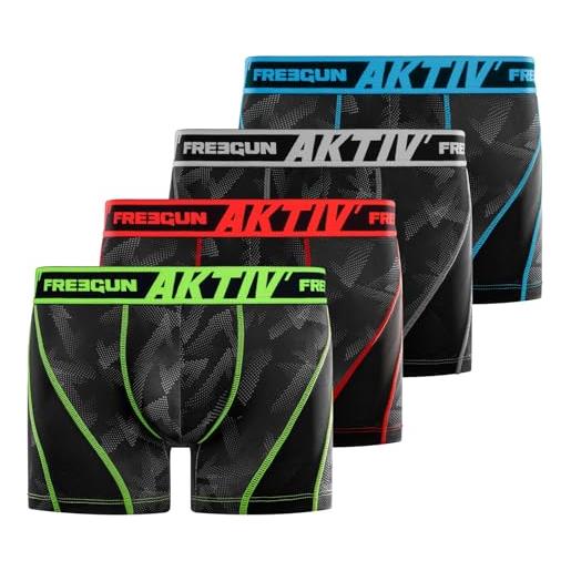 FREEGUN set di 4 boxer con cuciture colorate aktiv