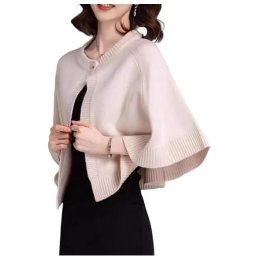 BIUBIULOVE scialle poncho a pipistrello lavorato a maglia con apertura frontale da donna, scialli e stole morbidi da donna, scialli caldi lavorati a maglia da donna (bianco, taglia unica)