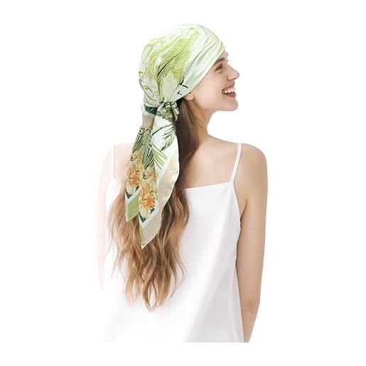 townssilk sunset. Hill - foulard in seta di gelso da donna, 90 x 90 cm, certificato oeko-tex, lussuoso e liscio come seta