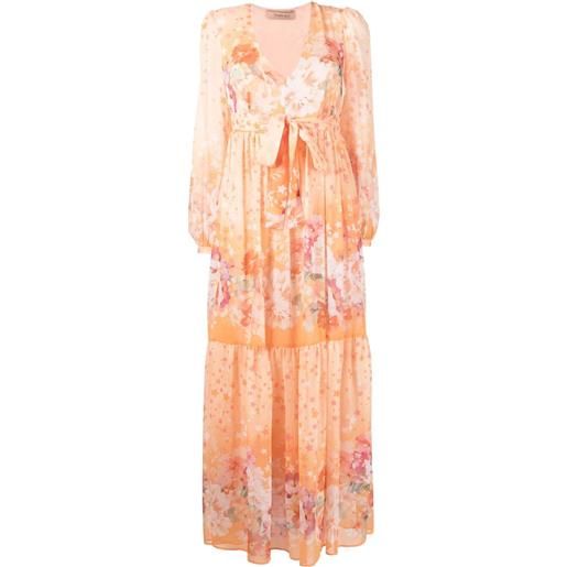 TWINSET abito stile impero a fiori - arancione