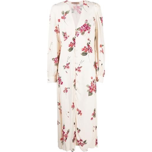 TWINSET abito midi a fiori - toni neutri