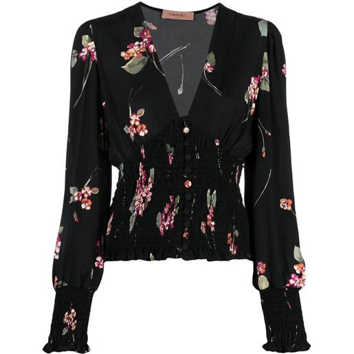 TWINSET blusa con scollo a v - nero