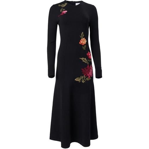 Carolina Herrera abito midi con ricamo chrysanthemum - nero