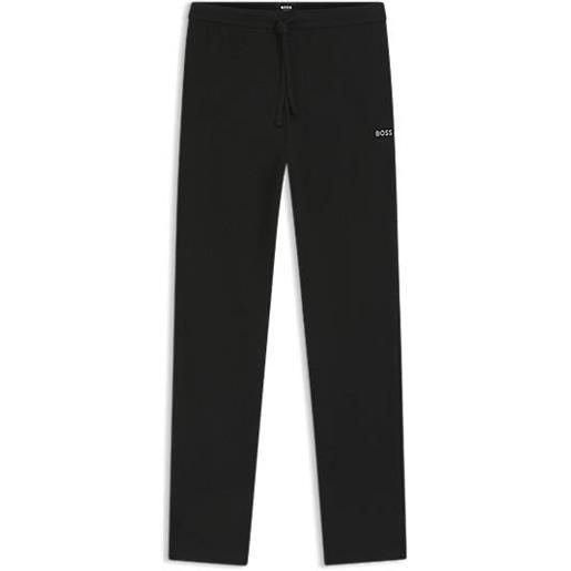 BOSS pantaloni del pigiama in misto cotone con logo ricamato, nero