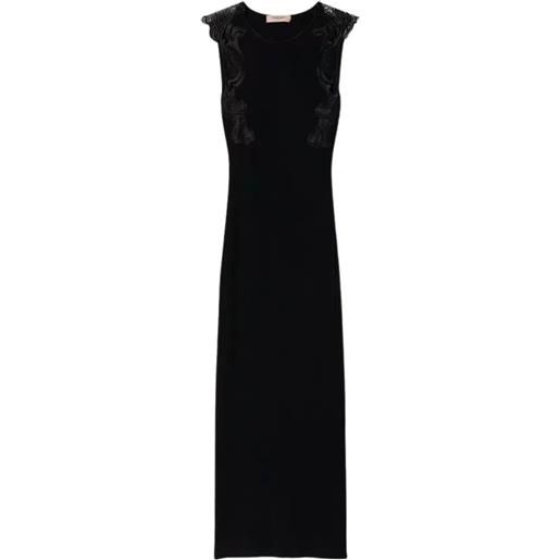 Twinset Milano twinset abito donna in maglia con inserti in pizzo macramè nero s, m, l