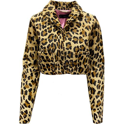 Dsquared2 leopard calf hair cropped jacket