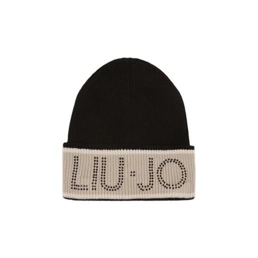 Liu Jo berretto beanie logo strass nero c26lj45 2f5011 m0300 22222 taglia: taglia unica