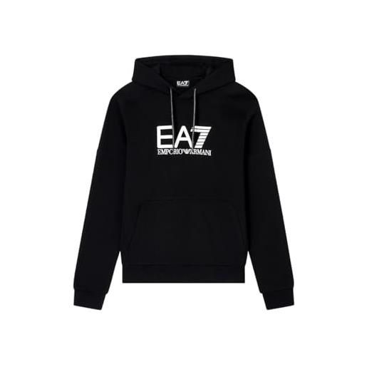 EA7 emporio armani felpa da uomo visibility con cappuccio in misto cotone felpato, 7m000909 (it, testo, l, regular, regular, nero)