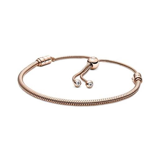 PANDORA bracciale in maglia snake placcato in oro rosa 14k con zirconi cubici trasparenti