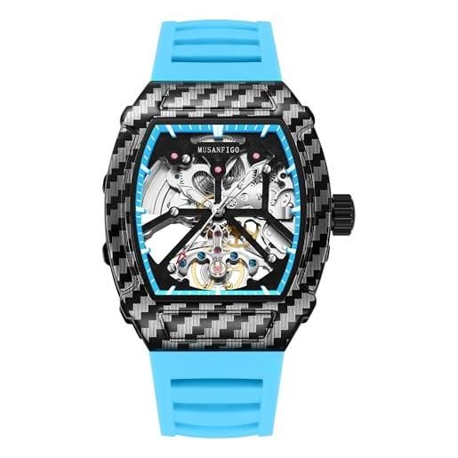 ICEDIAMOND Orologio Uomo Scheletrato Con Zirconi – Quadrante 52mm, Cinturino In Gomma, Nero-argento
