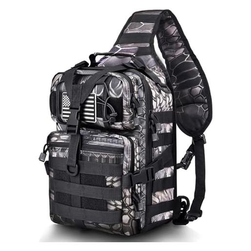 HAOMUK - zaino tattico monospalla, borsa a tracolla militare tattica molle compatta, per uso quotidiano o tiro sportivo, pro