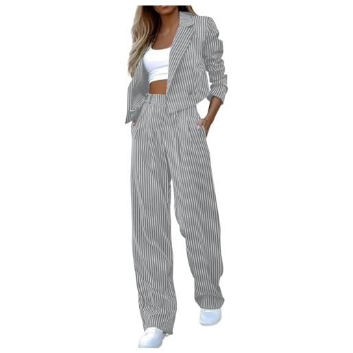 MJGkhiy tailleur donna eleganti pantaloni e giacca cerimonia completi blazer a maniche lunghe lavoro completo sera tuta ufficio business casual due pezzi set primaverile autunno