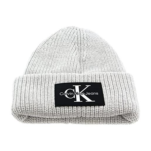 Calvin Klein jeans berretto donna monologo patch beanie, cirrus grey, onesize