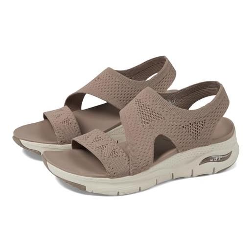 Skechers meditation-glass daisy, infradito donna, taupe multi, 38 eu