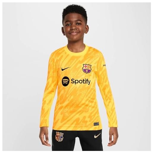 Nike unisex kids top fcb y nk df stad jsy ls gk, tour yellow/tour yellow/black, fn9161-719, xl