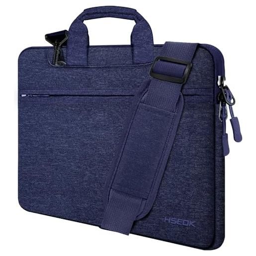 HSEOK borsa a tracolla per notebook, borsa porta laptop super sottile e impermeabile, fino a 15-15,6-16 pollici, d02b01-2