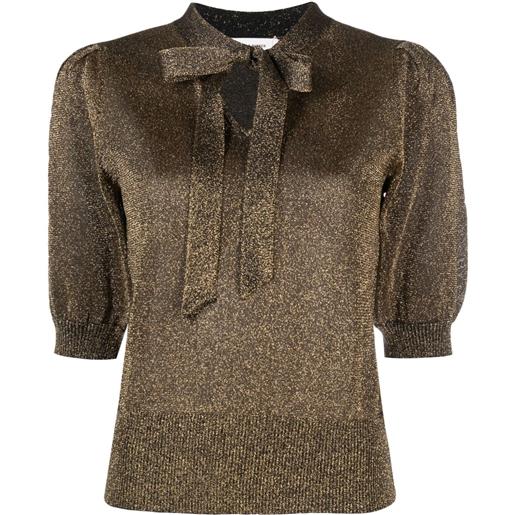 Chinti & Parker top lamé con fiocco - oro