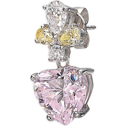 Orecchini Donna Pg Gioielli In Oro Bianco 18 Kt A Cuore E Diamanti 0.61 Ct - Verre Gioielli