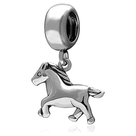 CRISNATA corsa bambino cavallo ciondolo charms - fit pandora animale collana braccialetto, 925 argento sterling cinese zodiaco unicorno ciondolo perline, regalo per la sorella/mamma