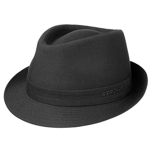 Stetson cappello trilby in tessuto teton donna/uomo - made italy estivo cotone da sole con fodera estate/inverno estate - 59 cm nero