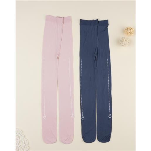 Prénatal collant microfibra bambina rosa/blu cuori