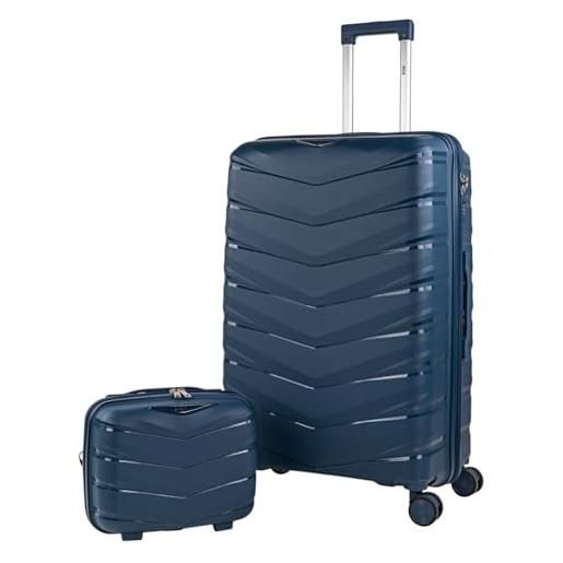 JASLEN - set valigie - set valigie rigide offerte. Valigia grande rigida, valigia media rigida e bagaglio a mano. Set di valigie con lucchetto combinazione tsa, cowboy blu