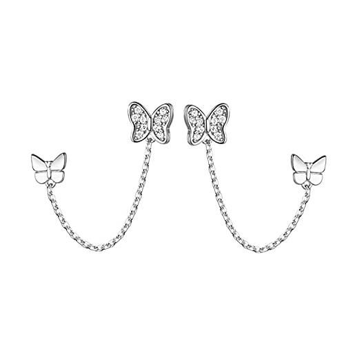 SILVEGO Orecchini A Catena In Argento 925 Rodiato - Lunghezza 6 Cm - Confezione Regalo - 4