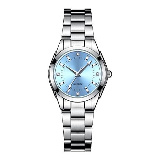 CIVO orologio donna argento acciaio elegante orologi da polso donna ragazza impermeabile analogico quarzo minimalista blu orologio regalo per donna