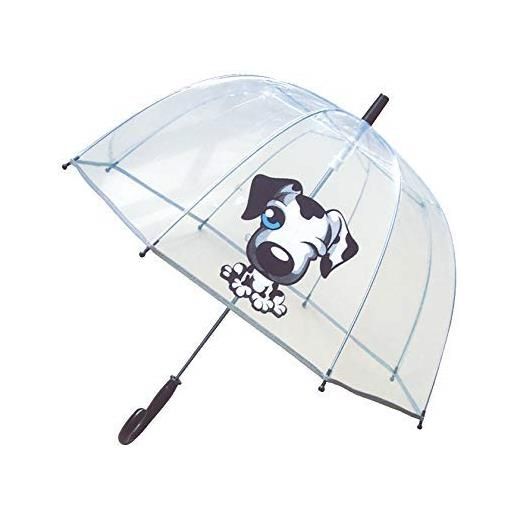SMATI ombrello trasparente lungo per bambini - il primo ombrello riflettente per la sicurezza del tuo bambino. (cane nero)