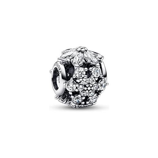 PANDORA timeless ciondolo in argento sterling herbarium cluster con zirconia cubica trasparente, ciondolo rotondo