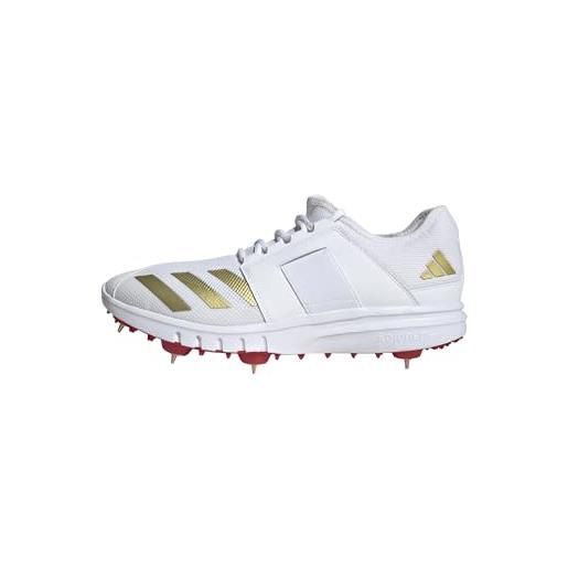 adidas howzat spike, scarpe da cricket uomo, cloud white/gold metallic/pure ruby, 42 2/3 eu