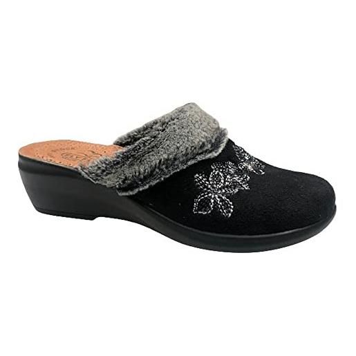 Fly Flot pantofole invernali donna in microfibra e peluche made in italy sottopiede anti-shock in vera pelle