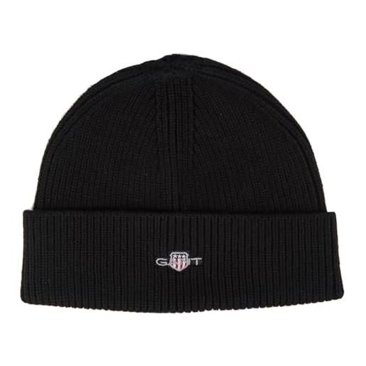 GANT shield cotton beanie berretto, nero, taglia unica unisex-bambini e ragazzi