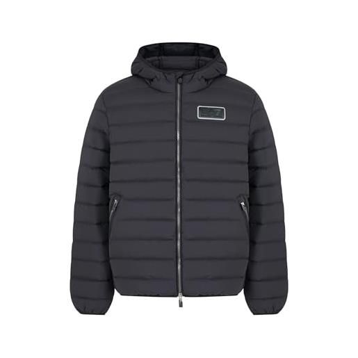 EA7 emporio armani piumino uomo con cappuccio in tessuto tecnico 6dpb16pnhaz 8058997863285 - nero nero argento 1200