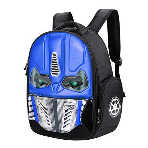 IBLUELOVER zaino per la scuola 3d con led, impermeabile, in nylon, per bambini, motivo: cartoni animati, per studenti, attività all'aperto, viaggi, asili e ragazzi, con portachiavi a forma di panda