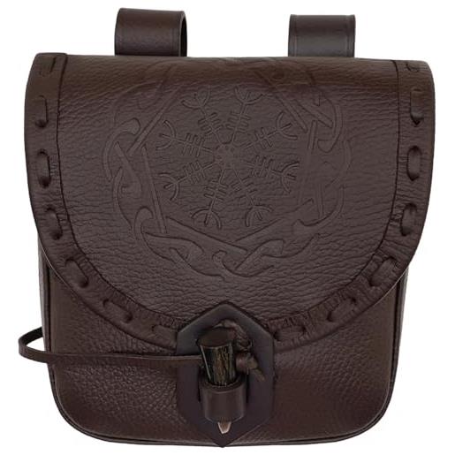 Mythrojan marsupio da cintura marsupio in pelle vichinga marsupio medievale accessori per costumi rinascimentali larp marsupio portamonete cosplay portamonete antico vintage - marrone