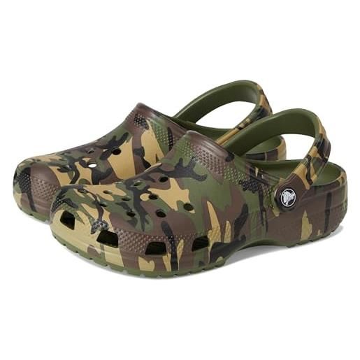 Crocs classic camouflage clog k, zoccoli unisex-bambini e ragazzi, verde militare multicolore, 32/33 eu