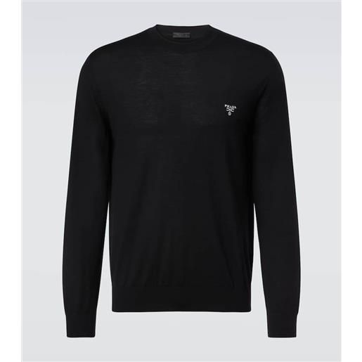 Prada pullover in lana vergine con logo