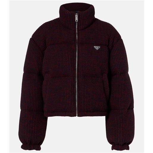 Prada piumino cropped in lana e cashmere