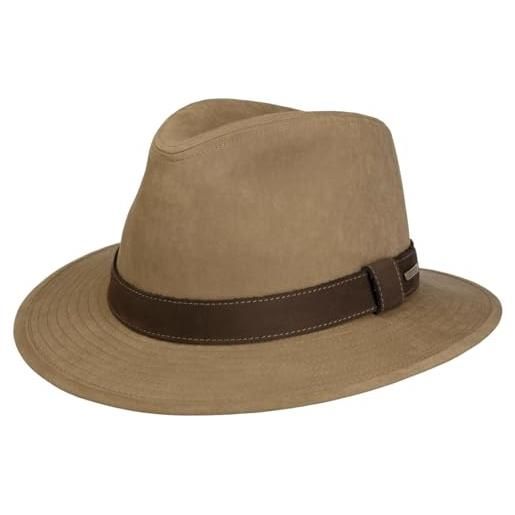 Stetson cappello di tessuto waxed traveller uomo - da sole pioggia outdoor con fodera, fascia in pelle, pelle autunno estate primavera inverno estate/inverno - xl (60-61 cm) beige chiaro