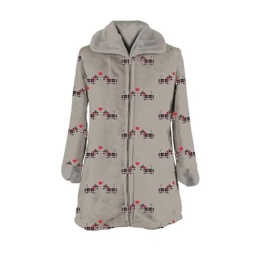 Daunex vestaglia donna con zip cagnolini colore tortora (s)