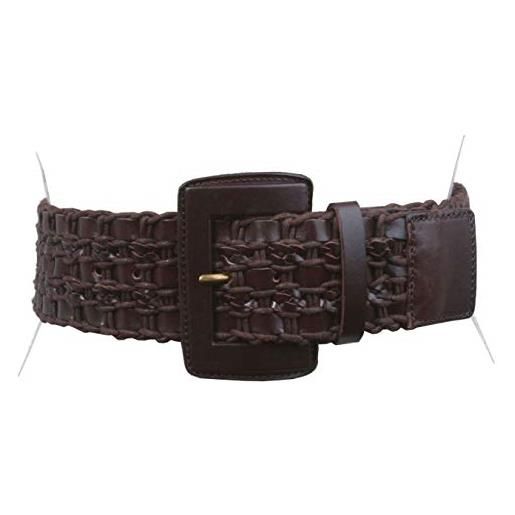 beltiscool cintura da donna in pelle intrecciata, larghezza 60 mm marrone 64